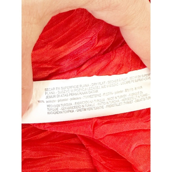 Zara woman/basic Pleated & creased dress red M - Picture 9 of 10